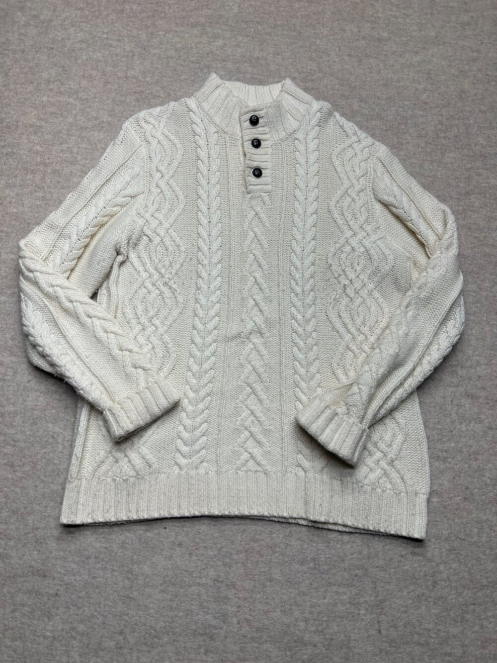 Old Navy Wool Blend Cable Knit Long Sleeve Fisherman Pullover Sweater XL Vintage - Picture 1 of 10